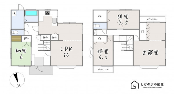 草津市笠山、中古一戸建ての間取り画像です