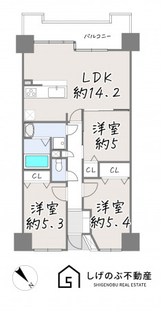 栗東市小柿、中古マンションの間取り画像です