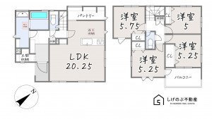 栗東市小平井、新築一戸建ての間取り画像です