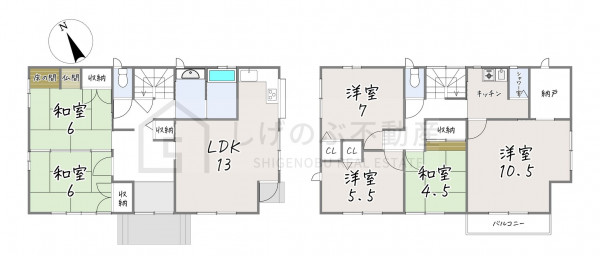 甲賀市甲南町新治、中古一戸建ての間取り画像です