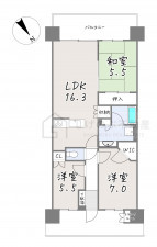 草津市渋川、中古マンションの間取り画像です
