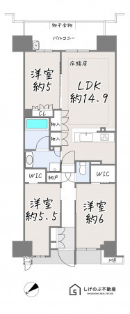 草津市南草津、中古マンションの間取り画像です