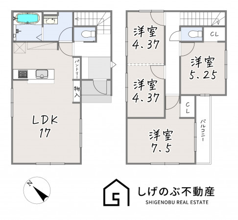 草津市上笠、新築一戸建ての間取り画像です