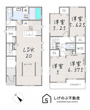 草津市木川町、新築一戸建ての間取り画像です
