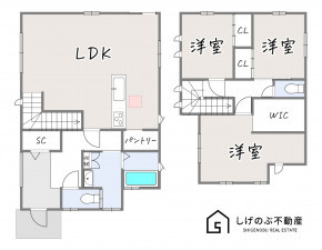 甲賀市甲南町希望ケ丘、新築一戸建ての間取り画像です