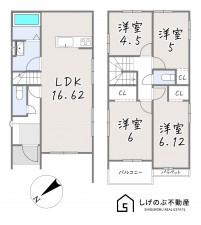草津市草津町、新築一戸建ての間取り画像です