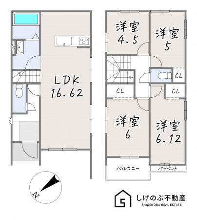 草津市草津町、新築一戸建ての間取り画像です