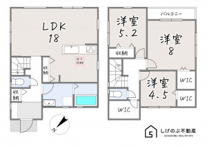 草津市西矢倉、新築一戸建ての間取り画像です