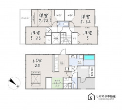 甲賀市水口町日電、新築一戸建ての間取り画像です
