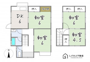 甲賀市甲南町希望ケ丘本町、中古一戸建ての間取り画像です