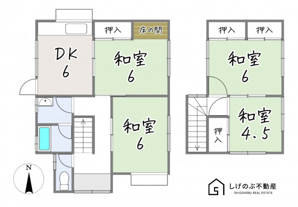 甲賀市甲南町希望ケ丘本町、中古一戸建ての間取り画像です