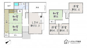 草津市西渋川、中古一戸建ての間取り画像です