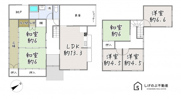 草津市西渋川、中古一戸建ての間取り画像です