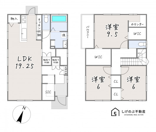 栗東市下戸山、中古一戸建ての間取り画像です