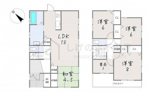 栗東市笠川、中古一戸建ての間取り画像です