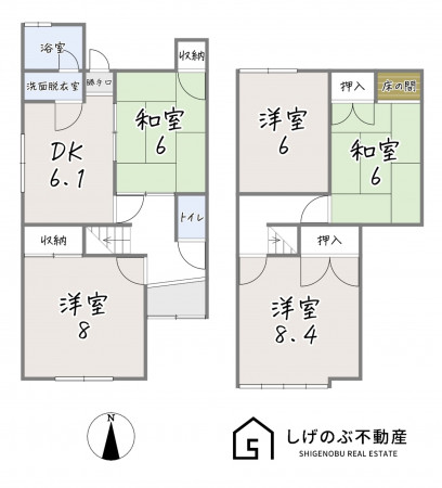 草津市矢橋町、中古一戸建ての間取り画像です