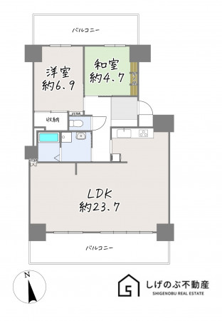 草津市大路、中古マンションの間取り画像です