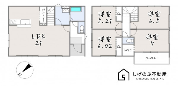 草津市川原、新築一戸建ての間取り画像です