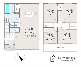 草津市川原、新築一戸建ての間取り画像です