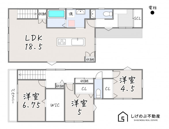 草津市草津、新築一戸建ての間取り画像です