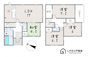 栗東市小野、新築一戸建ての間取り画像です