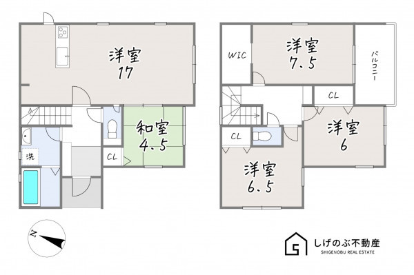 栗東市小野、新築一戸建ての間取り画像です