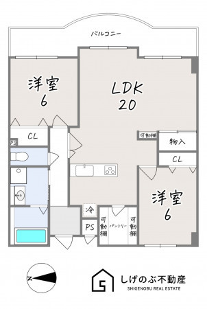 草津市東矢倉、中古マンションの間取り画像です