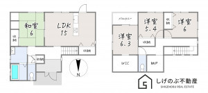 湖南市下田、中古一戸建ての間取り画像です