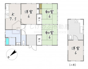 甲賀市水口町下山、中古一戸建ての間取り画像です