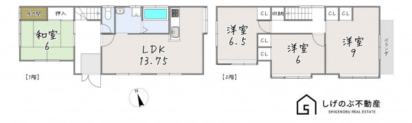 草津市野村、中古一戸建ての間取り画像です