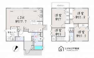草津市追分南、新築一戸建ての間取り画像です