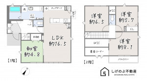 草津市追分南、新築一戸建ての間取り画像です