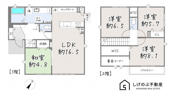 草津市追分南、新築一戸建ての間取り画像です