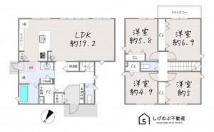 草津市追分南、新築一戸建ての間取り画像です