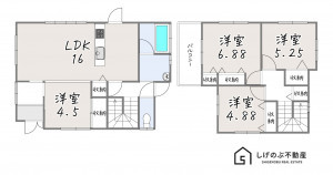 栗東市上砥山、中古一戸建ての間取り画像です