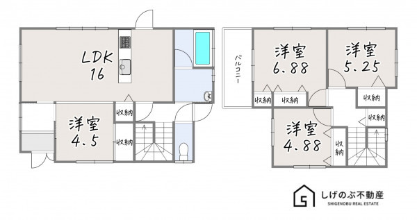 栗東市上砥山、中古一戸建ての間取り画像です