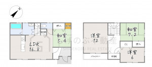 栗東市小平井、中古一戸建ての間取り画像です