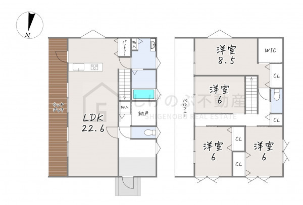 湖南市日枝あおい、中古一戸建ての間取り画像です