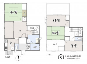 草津市東矢倉、中古一戸建ての間取り画像です