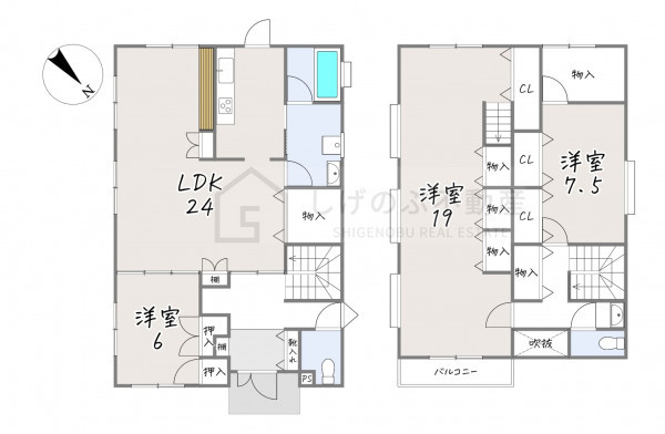 栗東市御園、中古一戸建ての間取り画像です
