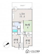 草津市大路、中古マンションの間取り画像です