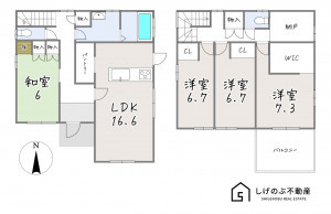 湖南市北山台、中古一戸建ての間取り画像です