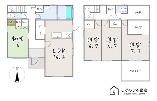 湖南市北山台、中古一戸建ての間取り画像です