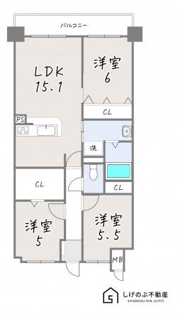 草津市新浜町、新築マンションの間取り画像です