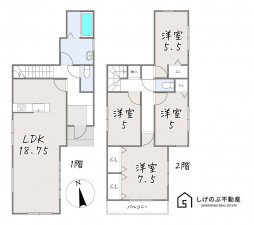 草津市東矢倉、新築一戸建ての間取り画像です