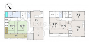 湖南市石部南、中古一戸建ての間取り画像です