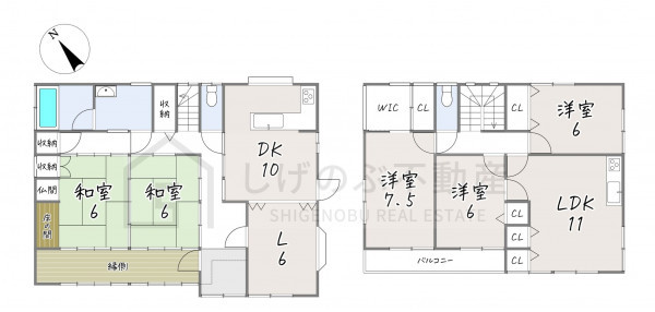 湖南市石部南、中古一戸建ての間取り画像です