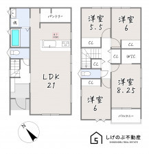 湖南市中央、新築一戸建ての間取り画像です