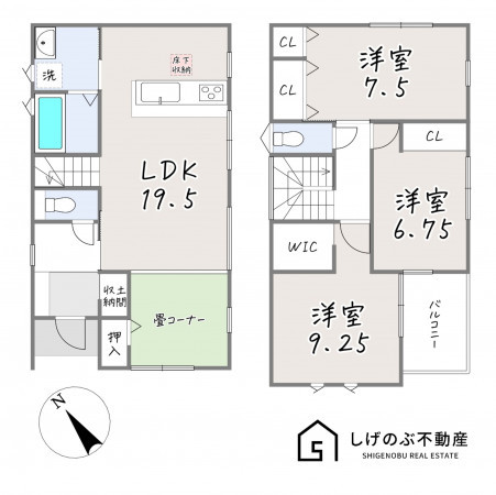 湖南市中央、新築一戸建ての間取り画像です
