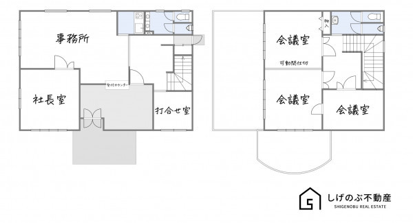 草津市上笠、収益物件/店舗事務所の間取り画像です